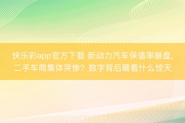 快乐彩app官方下载 新动力汽车保值率崩盘，二手车商集体哭惨？数字背后藏着什么惊天